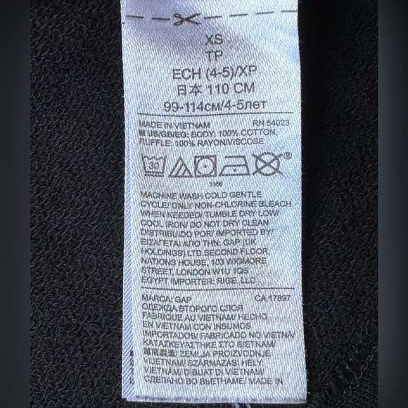 GAP Kids Long Sleeve Black Ruffle Dress size XS (4-5) - Picture 3 of 5